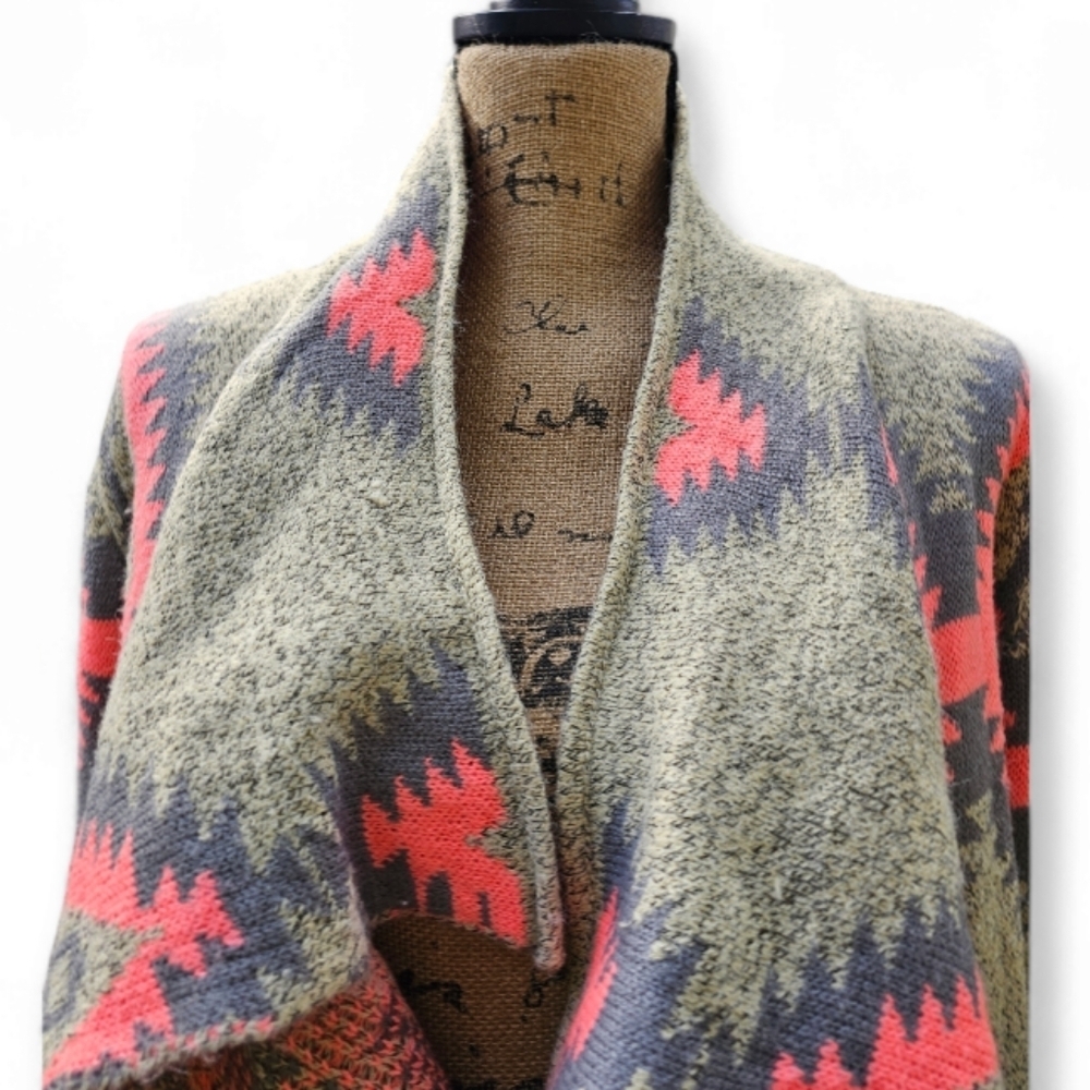 Debut Aztec Waterfall Cardigan-Boho Southwestern Wrap, Size S/M - Picture 2 of 8